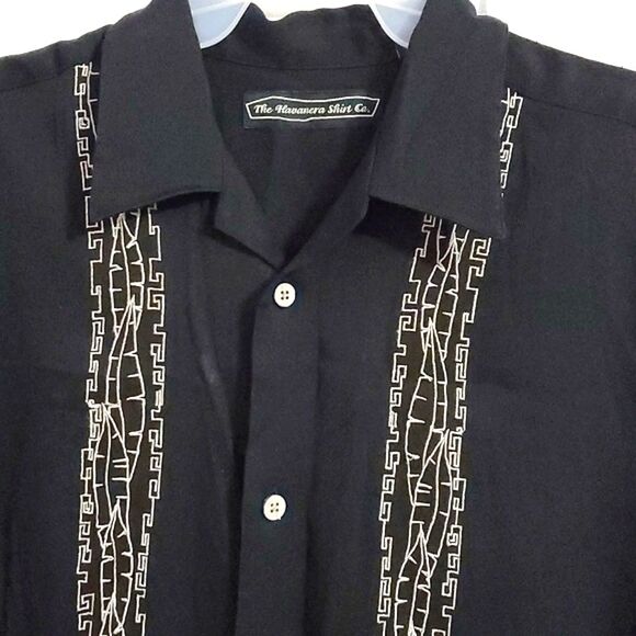 The Havanera Black Patterned Beach Festival Button Down Shirt - Picture 2 of 7